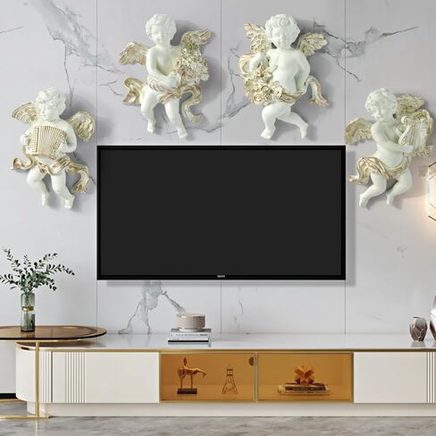 FYWMXIAJG Winged Angels Cherubs Cupid Wall art Wall Hanging Ornate Sculpture Angel Wall Decor for Collectable Figurines (Golden, B) in Saudi Arabia