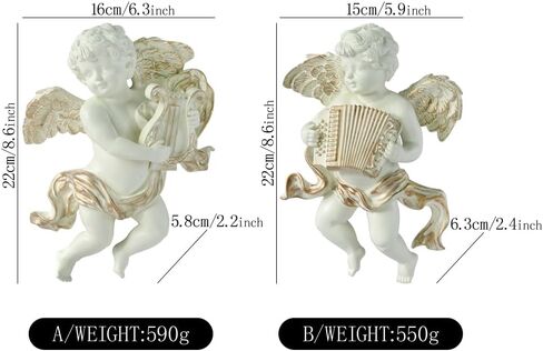 FYWMXIAJG Winged Angels Cherubs Cupid Wall art Wall Hanging Ornate Sculpture Angel Wall Decor for Collectable Figurines (Golden, B) in Saudi Arabia