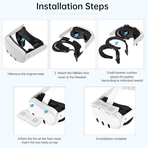 غطاء الوجه مروحة تبريد لملحقات Meta Quest 3، قطن حرير ثلجي مسامي متوافق مع Oculus Quest 3 مبرد تهوية دوران الهواء النشط لتخفيف ضباب العدسة (سرعتان) in Kuwait