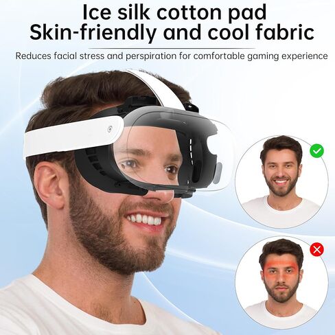 غطاء الوجه مروحة تبريد لملحقات Meta Quest 3، قطن حرير ثلجي مسامي متوافق مع Oculus Quest 3 مبرد تهوية دوران الهواء النشط لتخفيف ضباب العدسة (سرعتان) in Kuwait