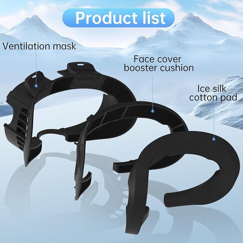 غطاء الوجه مروحة تبريد لملحقات Meta Quest 3، قطن حرير ثلجي مسامي متوافق مع Oculus Quest 3 مبرد تهوية دوران الهواء النشط لتخفيف ضباب العدسة (سرعتان) in Kuwait