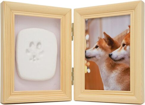 Dog Keepsake Paw Print Kit Picture Frame Pet-Safe Caly Mold Wooden Keepsake Frame and All Needed Tools, Designed for Fur Parents, a Sweet Gift to Keep Special Memory for Dog or Cat (White) in Saudi Arabia