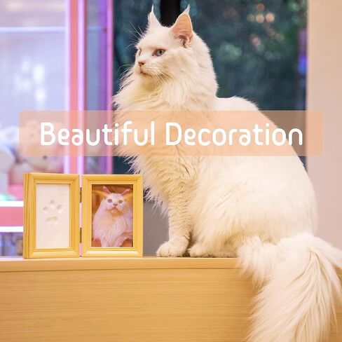 Dog Keepsake Paw Print Kit Picture Frame Pet-Safe Caly Mold Wooden Keepsake Frame and All Needed Tools, Designed for Fur Parents, a Sweet Gift to Keep Special Memory for Dog or Cat (White) in Saudi Arabia
