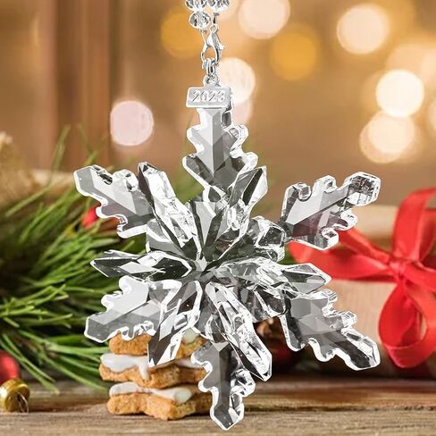 Christmas Crystal Ornaments 2024 Annual Edition Crystal Snowflake Ornaments Star Christmas Tree Crystal Ornaments Home Hanging Decor Gifts (Multicolour) in Kuwait