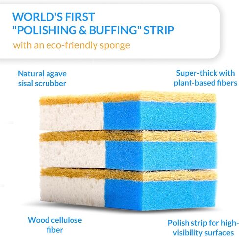 24 Pack, Natural Kitchen Sponge, Non-Scratch, Plant-Based, Natural Sponge, Clean, Dishes, Eco Friendly Sponges, Natural Dish Sponge, Eco Sponges, Sponge Kitchen, Natural Sponges in Saudi Arabia