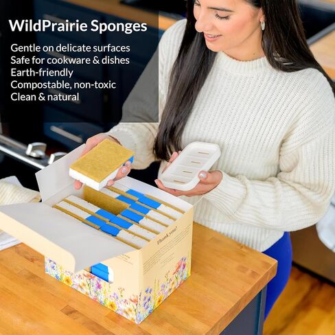 24 Pack, Natural Kitchen Sponge, Non-Scratch, Plant-Based, Natural Sponge, Clean, Dishes, Eco Friendly Sponges, Natural Dish Sponge, Eco Sponges, Sponge Kitchen, Natural Sponges in Saudi Arabia