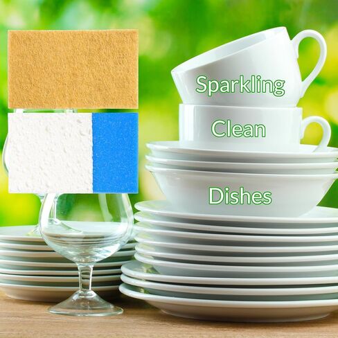24 Pack, Natural Kitchen Sponge, Non-Scratch, Plant-Based, Natural Sponge, Clean, Dishes, Eco Friendly Sponges, Natural Dish Sponge, Eco Sponges, Sponge Kitchen, Natural Sponges in Saudi Arabia