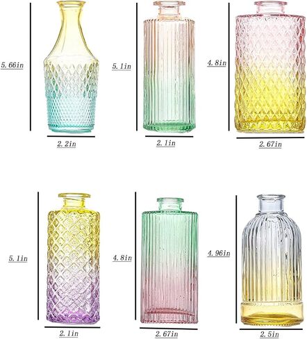 Vintage Glass Vases，Colored Small Glass Vases for Centerpieces,Boho Flower Vase Set of 5 Decorative Small Vases(English) in Saudi Arabia