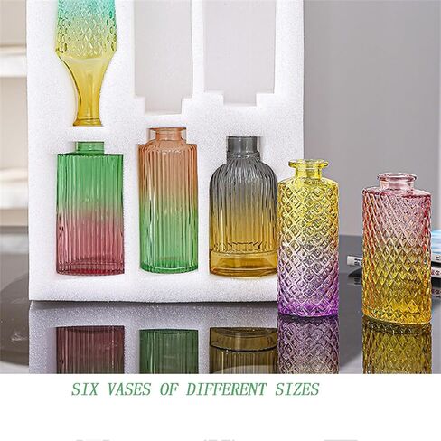 Vintage Glass Vases，Colored Small Glass Vases for Centerpieces,Boho Flower Vase Set of 5 Decorative Small Vases(English) in Saudi Arabia