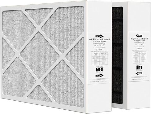 20x25x5 X6675 MERV 16 Furnace Filter Compatible with Lennox X6675 Healthy Climate Carbon Clean for Furnace HVAC System (Actual Size: 19.8 x 24.8 x 4.3 In), Part Number HCF20-16, Pack of 2 in Saudi Arabia