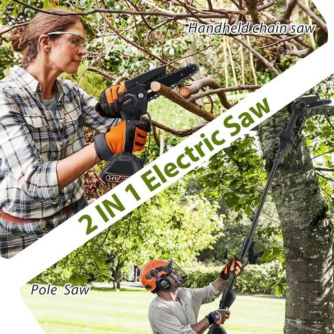 2-in-1 Cordless Pole Saw, Mini Chainsaw, Portable Electric Chainsaw with Pole,Handheld Chain Saw Pruning Shear for Tree Branches Wood Cutting,Tree Trimming,56 inch Reach Electric Saw with Pole in Saudi Arabia