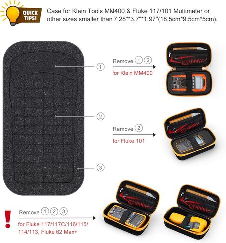 حافظة صلبة متوافقة مع Fluke 117/116/101 Multimeter، حقيبة حمل لأدوات Klein Tools MM400/MM325، جهاز قياس الحماية، أسود in Kuwait