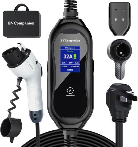 Level 1-2 EV Charger (16 Amp 110-240V 21ft Cable), Portable Electric Vehicle Charger with NEMA 6-20 Plug NEMA 5-15 Adapter,Plug-in Home EV Charging Station for SAE J1772 Evs in Saudi Arabia