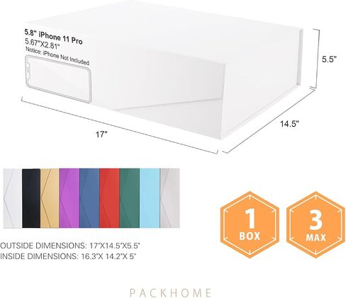 PACKHOME 16.3x14.2x5 Inches, Extra Large Gift Box with Lid, Gift Box for Clothes and Large Gifts (Glossy Green) in Saudi Arabia