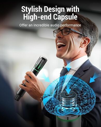 Rechargeable Wireless Microphone with 1/4" Receiver, Two Cordless UHF Mic, Plug-and-Play & Long-Distance Transmission for Karaoke Singing, Stage Performance, Lecture, Wedding Host, Church in Kuwait