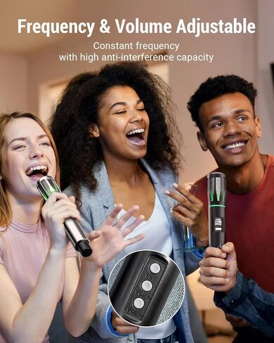 Rechargeable Wireless Microphone with 1/4" Receiver, Two Cordless UHF Mic, Plug-and-Play & Long-Distance Transmission for Karaoke Singing, Stage Performance, Lecture, Wedding Host, Church in Kuwait