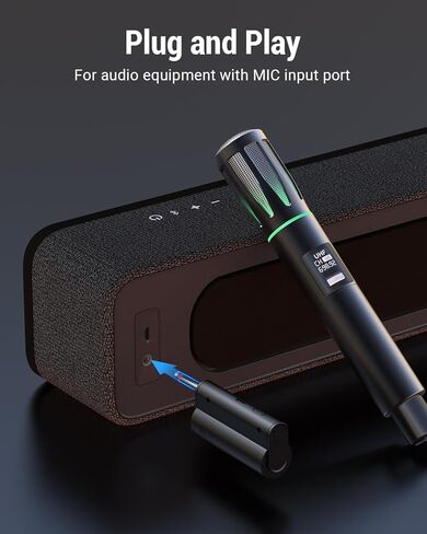 Rechargeable Wireless Microphone with 1/4" Receiver, Two Cordless UHF Mic, Plug-and-Play & Long-Distance Transmission for Karaoke Singing, Stage Performance, Lecture, Wedding Host, Church in Kuwait