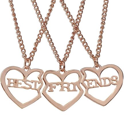 Dcfywl731 3PCS BFF Friendship Necklace BFF Letter Matching Heart Pendant Necklace Best Friend Forever Necklace Jewelry Gift for Sister Women Girls in Saudi Arabia