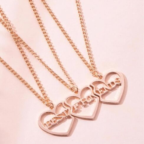 Dcfywl731 3PCS BFF Friendship Necklace BFF Letter Matching Heart Pendant Necklace Best Friend Forever Necklace Jewelry Gift for Sister Women Girls in Saudi Arabia