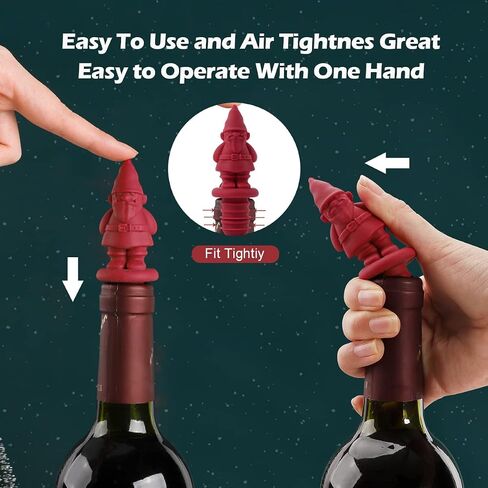 Silicone Wine Stopper, Christmas' Bottle Stopper Design, Reusable Wine Stopper, Wine Accessories, Keeps Wine Fresh, Wine Gifts, Set of 4 in Saudi Arabia