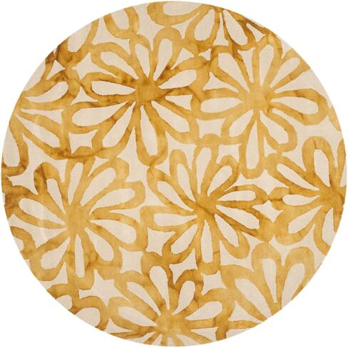 SAFAVIEH Dip Dye Collection 5' Round Beige / Gold DDY527M Handmade Floral Watercolor Premium Wool Area Rug in Saudi Arabia