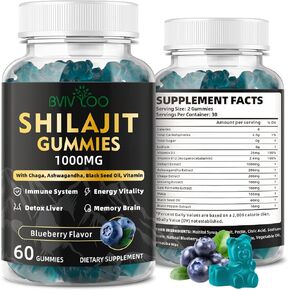 2 Packs Pure Himalayan Shilajit Gummies for Men & Women - Sugar-Free Shilajit Supplement Rich in 85+ Trace Minerals & Fulvic Acid, Providing Energy, Brain, and Immunity Support - 120 Gummies