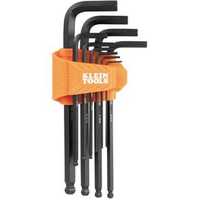 Klein Tools BLS22 22-Piece Long Ball-End Hex Key Wrench Set, SAE and Metric, Heat-Treated, L-Style, 1/16-Inch to 3/8-Inch and 1.5mm to 10mm