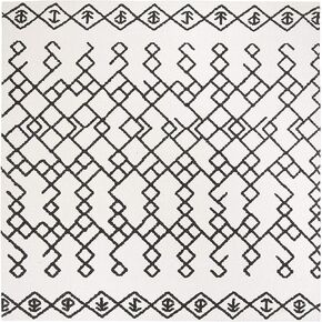 SAFAVIEH Cedar Brook Collection Area Rug - 6' Square, Ivory & Black, Handmade Moroccan Boho Cotton, Ideal for High Traffic Areas in Living Room, Bedroom (CDR501E)