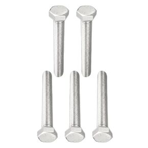 M12x90mm(DxL) Full Thread Hex Bolts - 5Pack - Good for Furniture - 304 Stainless Steel Hexagon Head Cap Bolts Screws - Silver Tone