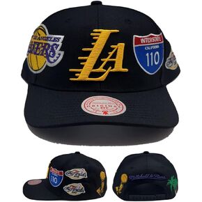 Mitchell & Ness Los Angeles Lakers New LA Spirit Trophy Champs Black Gold Era Snapback Hat Cap