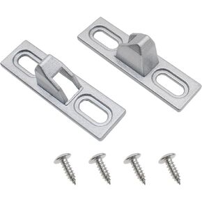 2PCS Sliding Door Keeper Zinc Alloy Window Lock Hook Seat Silver Sliding Door Latch Replacement Part for Various Sliding Glass Doors