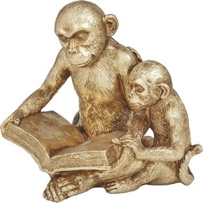 Deco 79 Polystone Monkey Decorative Sculpture Home Decor Statue, Accent Figurine 9" x 6" x 7", Gold