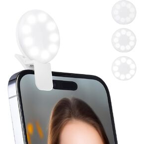 Mini Ring Light for Phone, Starkik 60 LED Phone Light with Rechargeable and 3 Light Modes, Magnetic Back Selfie Light for iPhone and Laptop- Perfect for Selfie/Makeup/Video Conference/TikTok (White)