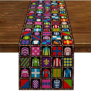 Kentucky Derby Table Runner Jockey Horse Racing Decoration Farmhouse Home Dining Room Kitchen Table Decor (13" x 72")