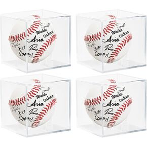 Baseball Display Case Acrylic Cube - UV Protected Acrylic Baseball Holder, Display Case for Autographed Baseball, Tennis Ball, Golf Ball, Billiard Ball, Memorabilia Display Cases (1)