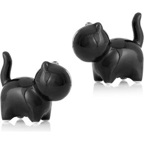 Small Cat Statue (2-Pack, 3 inch) Red Accent Small Knick Knacks for Home Office Shelf Desk Table Decor, Modern Cat Figurine Decorative Ornaments for White Elephant Funny Gag Gifts