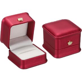 PATIKIL Velvet Ring Box, 2 Pack Wedding Ring Box Vintage Jewelry Holder for Engagement Proposal Ceremony Anniversary Style 4, Rose Gold