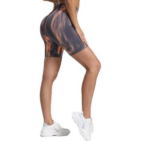 Women Tie Dye Gym Yoga Shorts High Waist Seamless Legging Elastic Sports Leggins Pants Training Workout Tights