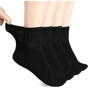 Diabetic Socks for Women, Loose Ankle Socks Non-Binding Top, 4 Pairs