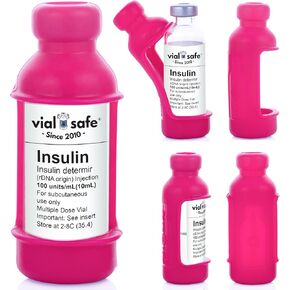 VIAL SAFE The Original Insulin Vial Protector | Durable Vial Case | Silicone Insulin Vial Protector | Insulin Bottle Protector | Fits Humalog/Humulin/Novo (Log/Rapid/Lin) | 2-Pack, Raspberry