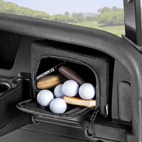 KEMIMOTO Golf Cart Dashboard Storage Bag Compatible with EZGO RXV, No Drilling Installation, Black