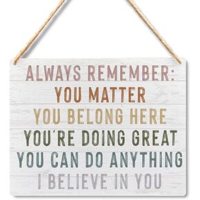 Absnfatu Inspirational Signs - Always Remember You Matter Hanging Wooden Plaque, Boho Classroom Decor, Inspirational Motivational Wall Art Decor, 10x8