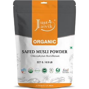 100% Organic Safed Musli Powder - Chlorphytum Borivillianum 227 GMS / 1/2 LB Pound / 08 Oz - Processed in FDA Registered Facility (A 100% Natural Health Supplement)