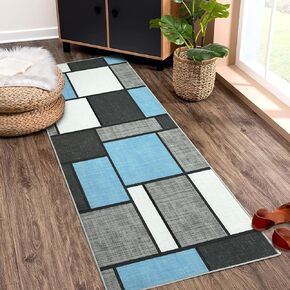 Washable Rug 9x12 Rugs for Living Room Modern Wavy Circles Design Rug Non Slip Throw Rug Ultra Thin Indoor Carpet Stain Resistant Accent Rug for Bedroom Office, Brown