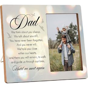 Father Memorial Picture Frame Gift, Memorial Gifts for Loss of Dad, Wooden Loss of Father Sympathy Gift, Condolences Bereavement Gifts for Loss of Dad, In Loving Memory of Dad Picture Frames -B04