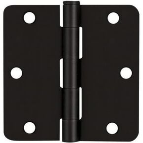 12 Pack - Cosmas Flat Black Door Hinge 3.5" Inch x 3.5" Inch with 1/4" Inch Radius Corners - 37595