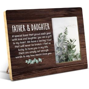 NGAEAK Dad Gifts from Daughter, Father and Daughter Gift Wood Picture Frame Gift for Dad Birthady Christmas Father's Day, Display Photo 4 x 6 Inch
