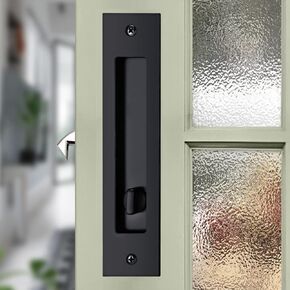 7-1/16' Sliding Door Lock Invisible Recessed Handle Latch Pocket Door Lock for Sliding Wood Furniture Hardware Black in Saudi Arabia