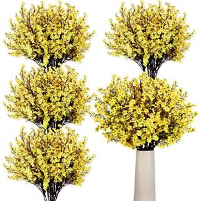 Hotop 30 Pcs Baby Breath Artificial Flowers Bulk Plastic Gypsophila Fake Flower Bouquets Silk DIY Floral Arrangement for Wedding Fall Autumn Christmas Home Table Centerpiece Party Decoration(Orange)