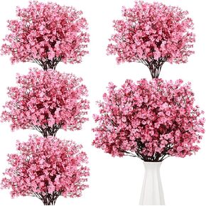 Hotop 30 Pcs Baby Breath Artificial Flowers Bulk Plastic Gypsophila Fake Flower Bouquets Silk DIY Floral Arrangement for Wedding Fall Autumn Christmas Home Table Centerpiece Party Decoration(Orange)